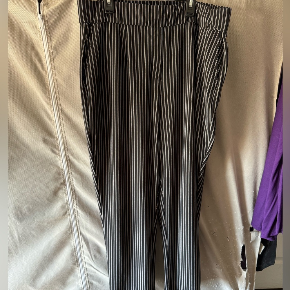 Hillary Radley heavy duty dress striped pants (2 pairs) black, white, XL